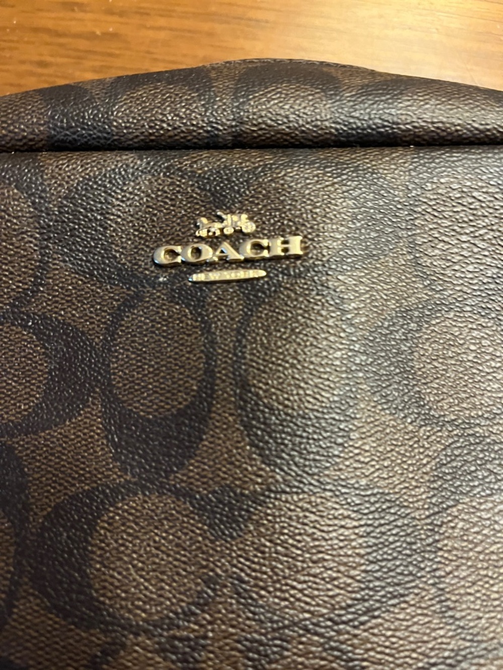 Coach Brown Signature Canvas Toiletry Pouch with Gold Logo - Picture 5 of 5